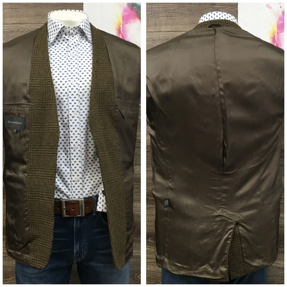 VINTAGE BANANA REPUBLIC Mens Tweed Blazer Sport Coat Casual Jacket Size 38R Suit